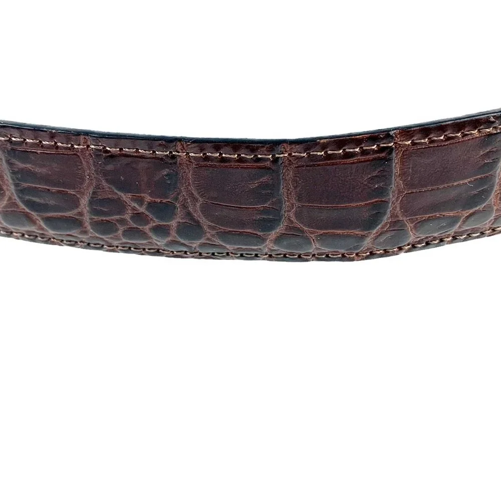Vintage BRIGHTON 'B40369' Reversible Croc  Leather Belt‎ Silver Buckle